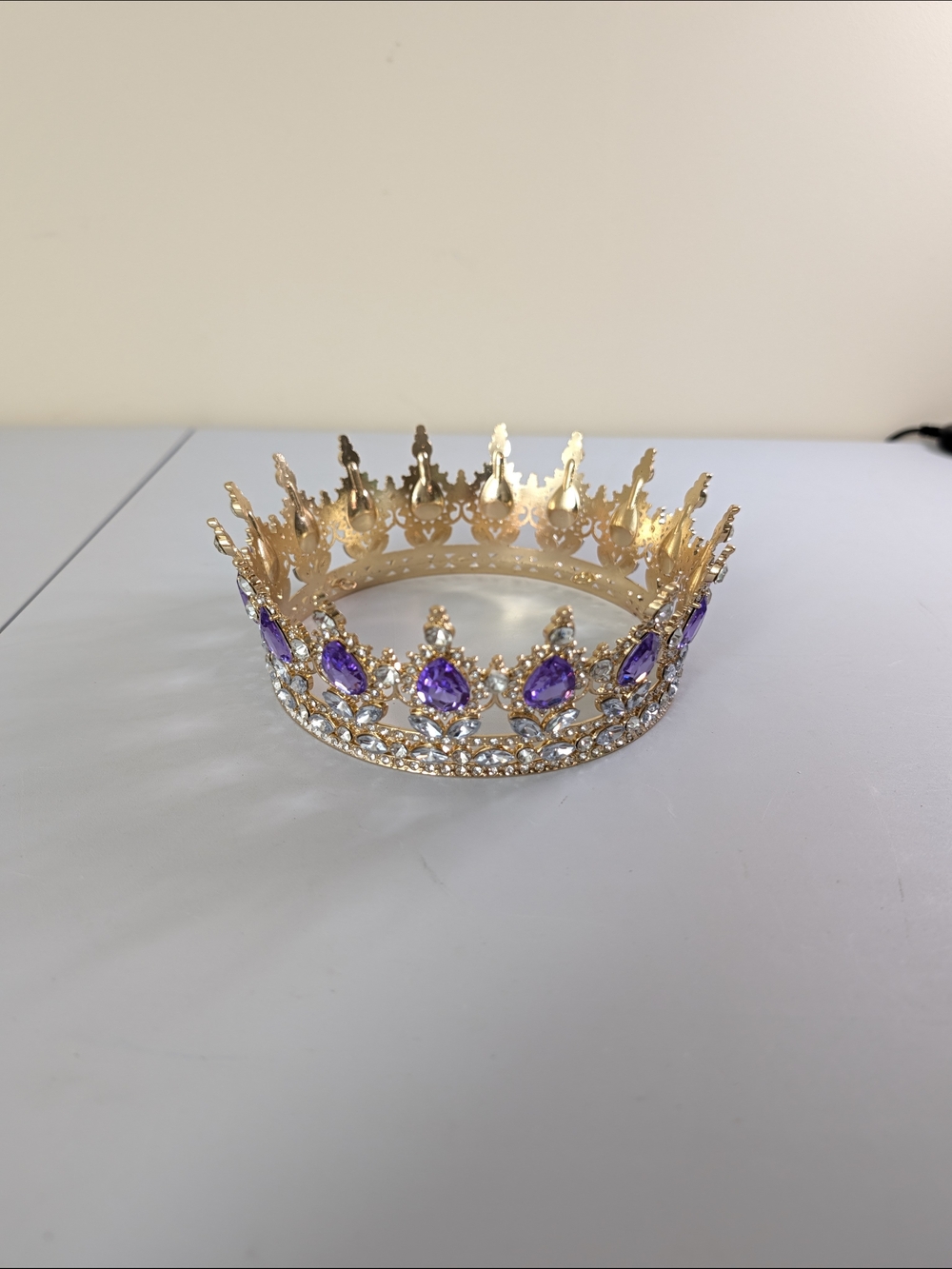 Gold and Purple Jeweled Crown Tiara - Women Accessories